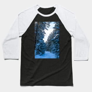 Winter landscape with snow-covered spruce forest. Baseball T-Shirt